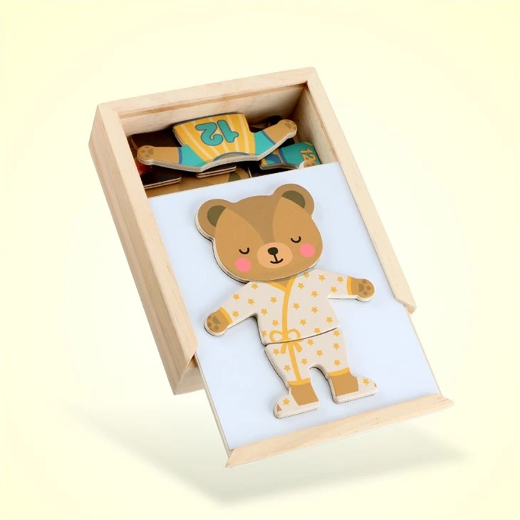 Little Bear Changing Clothes Smart 3D Puzzle Building Blocks Early Education Wooden Toy price